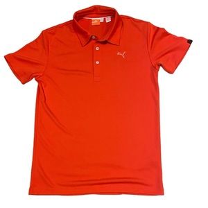 Puma Men's Cool Cell Golf Polo Shirt Short Sleeve Collared Button Orange Small